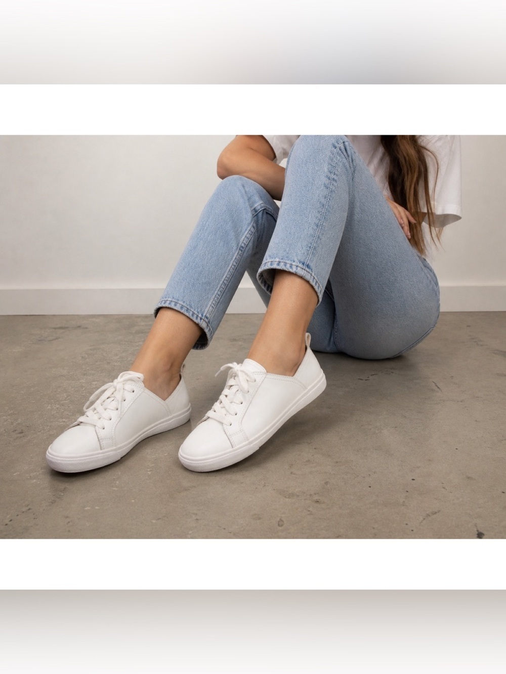 Lucky Brand Dansbey Leather White Lace Slip-on Sneakers Sz 7.5 Casual Minimalist